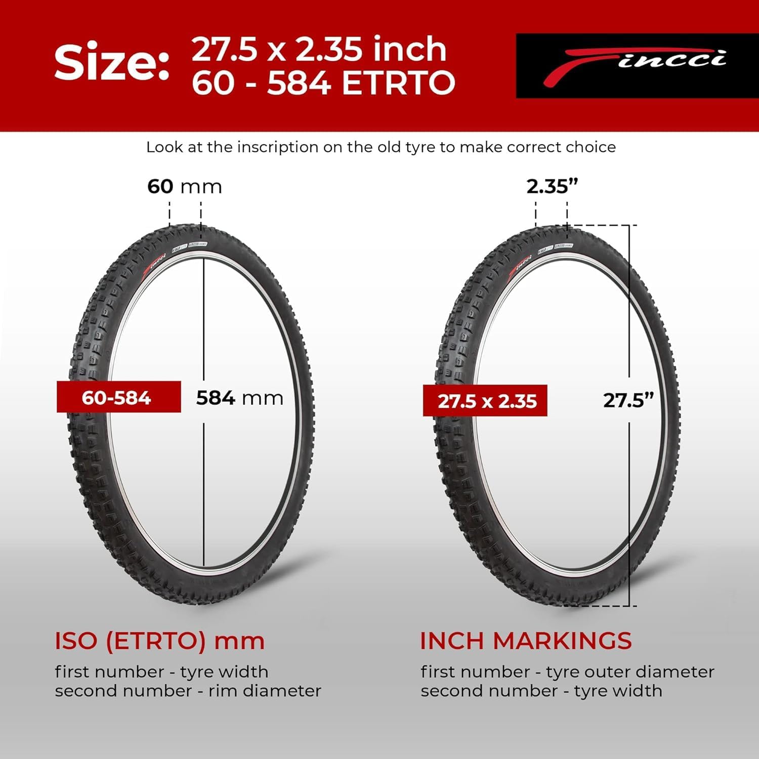 Fincci Maori Copertoni MTB 27.5 x 2.35 Pieghevole - immagine 2