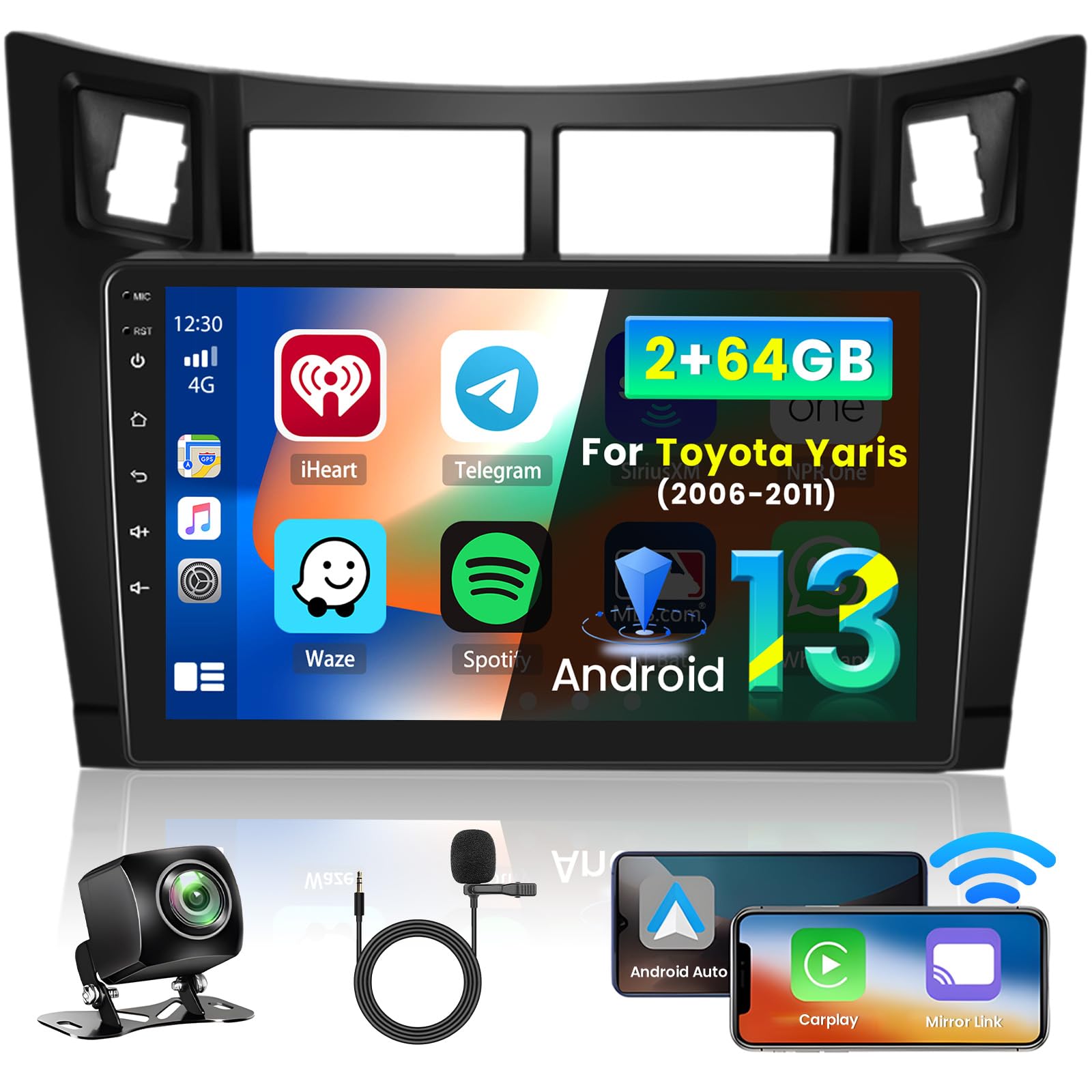 Inefala Android 13 Autoradio 9 Pollici per Toyota Yaris 2006-2011