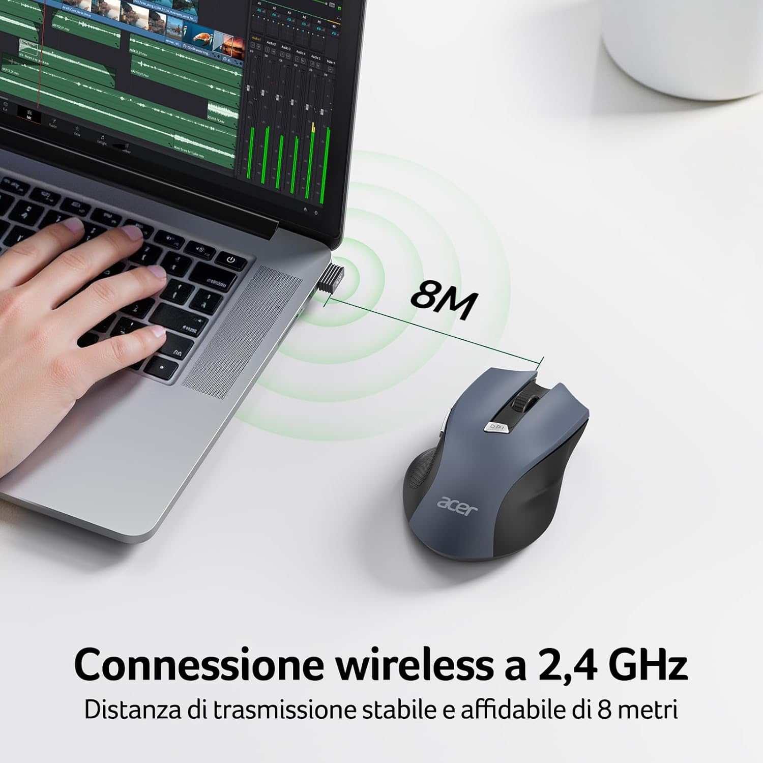 Acer Mouse Wireless Ergonomico 2.4 GHz - immagine 4
