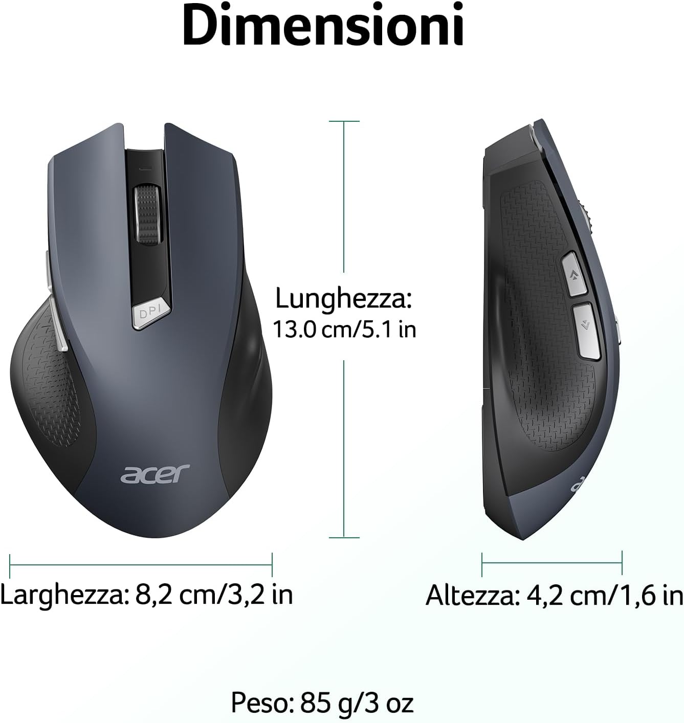 Acer Mouse Wireless Ergonomico 2.4 GHz - immagine 8