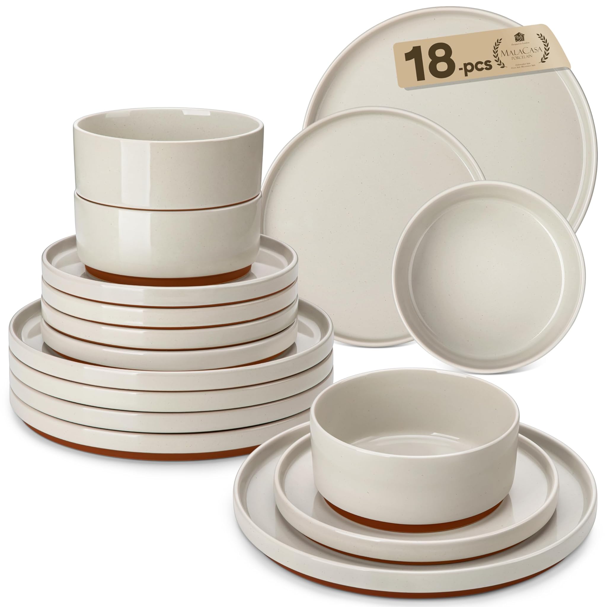 Malacasa Servizio Piatti 18 Pezzi in Gres, Grigio