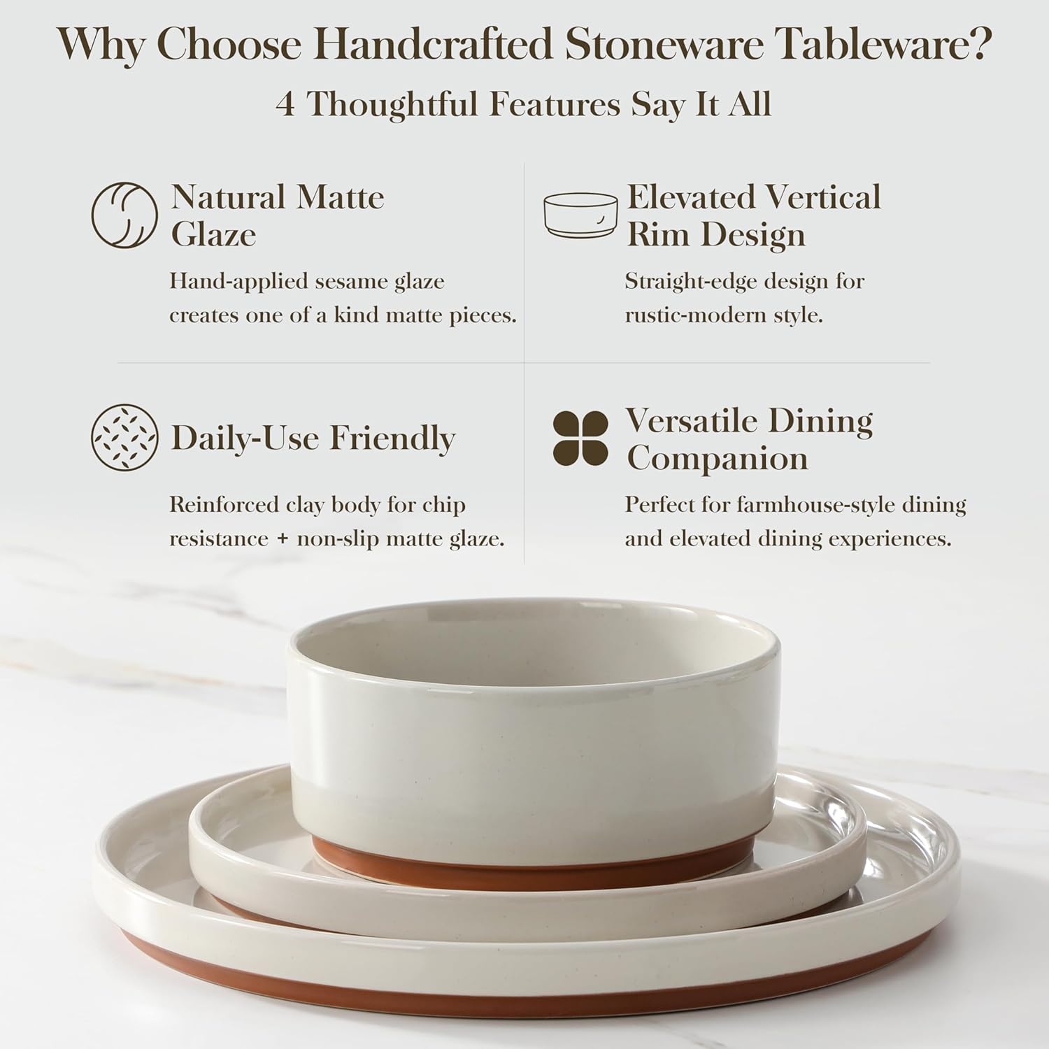 Malacasa Servizio Piatti 18 Pezzi in Gres, Grigio - immagine 6