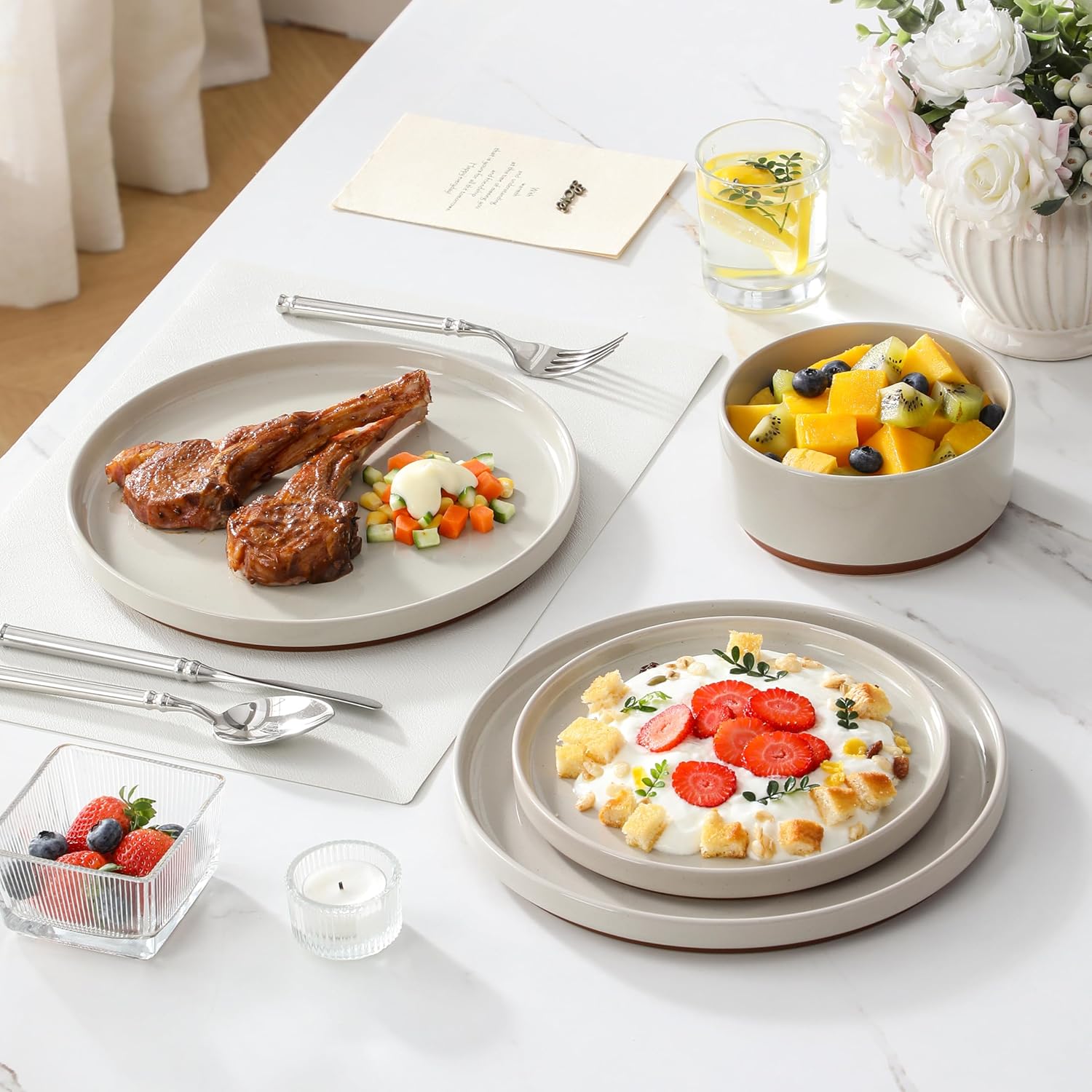 Malacasa Servizio Piatti 18 Pezzi in Gres, Grigio - immagine 7