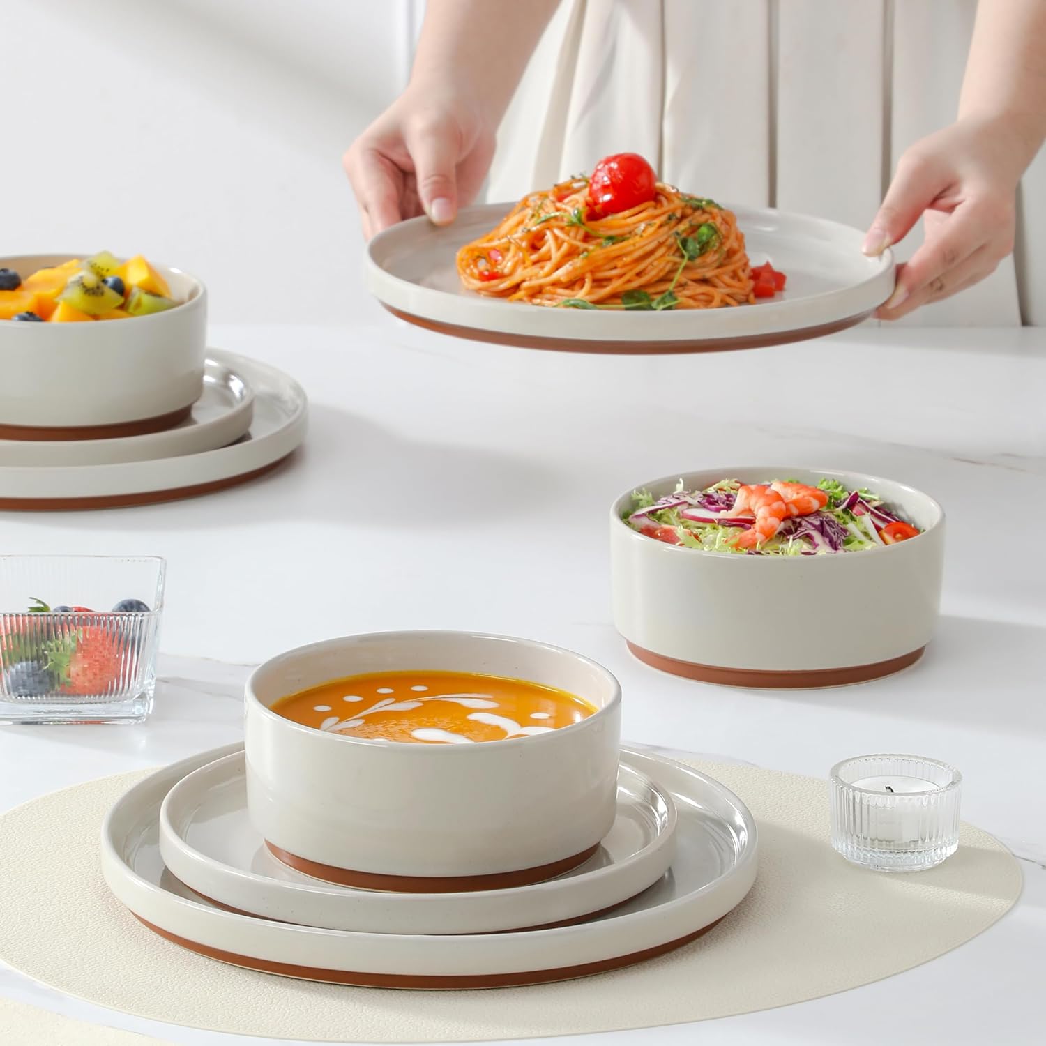 Malacasa Servizio Piatti 18 Pezzi in Gres, Grigio - immagine 8