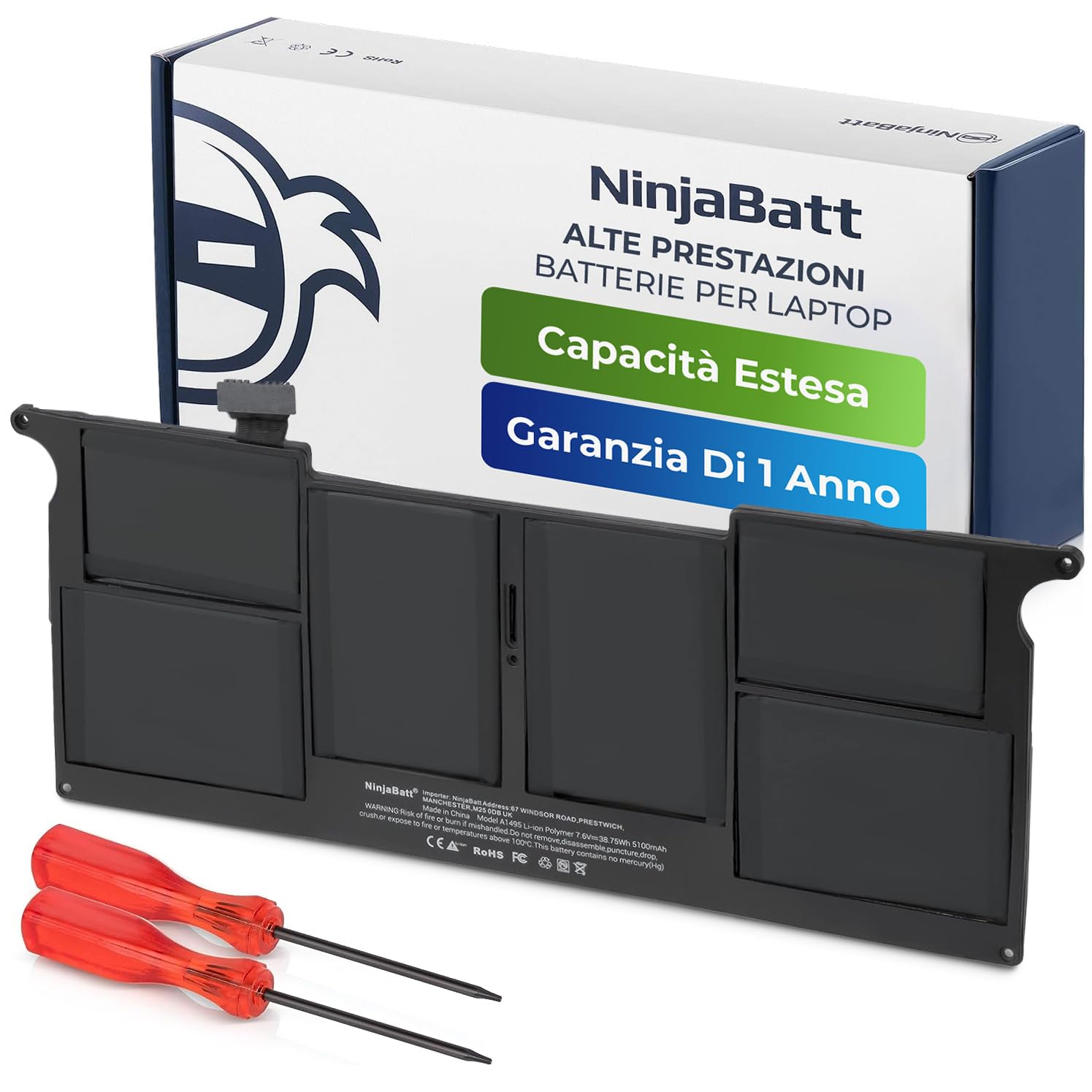 Ninjabatt Batteria A1465 A1370 per Apple Macbook Air 11"