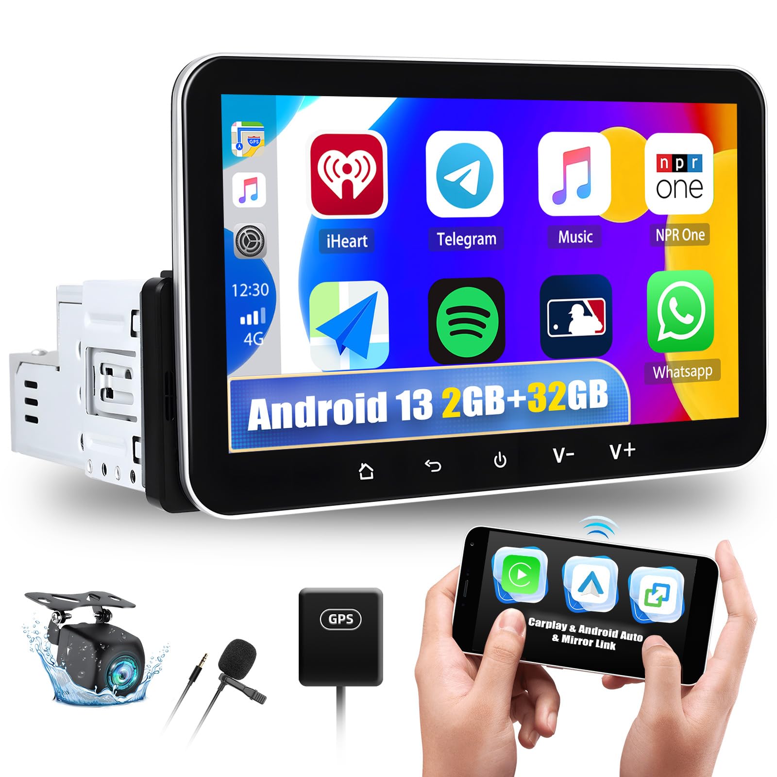 Autoradio Android 13 1 Din con CarPlay Wireless e Android Auto