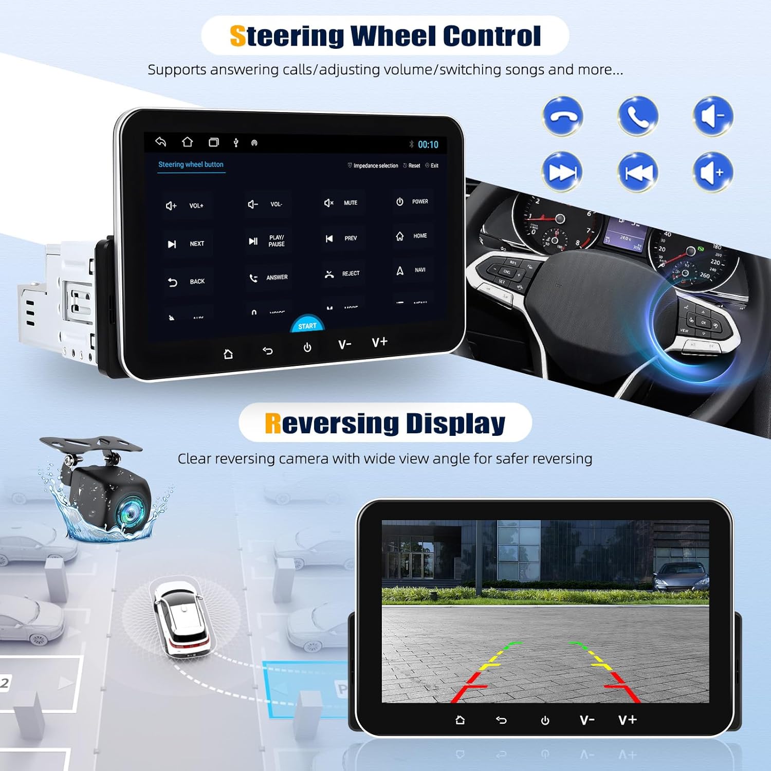 Autoradio Android 13 1 Din con CarPlay Wireless e Android Auto - immagine 4