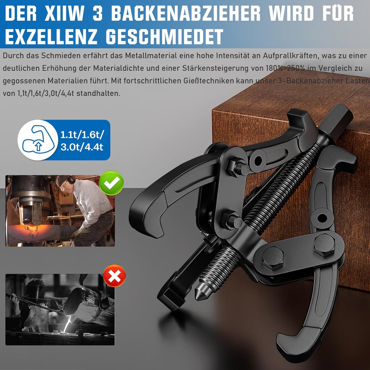 Estrattore Cuscinetto 3 Bracci 75/100/150/200mm, 4 pezzi - immagine 5