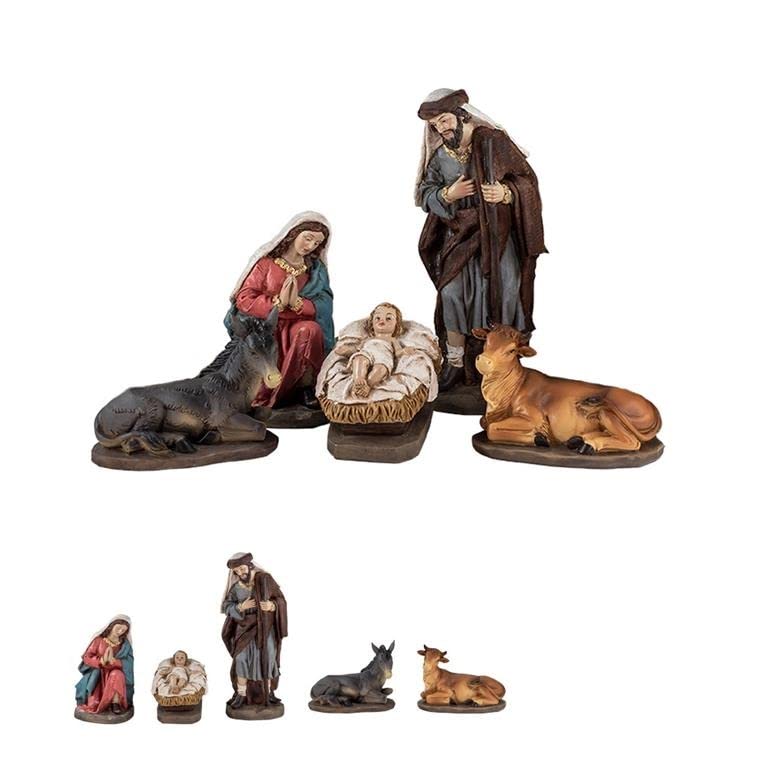 DRW Mistero Belen 5 Pezzi Resina Dipinto a Mano Stile Classico 25 cm
