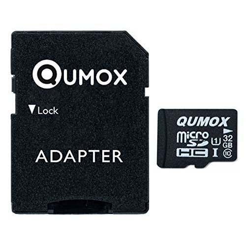 QUMOX, Scheda di memoria, micro SD, 32 GB Classe 10, UHS-I, ad alta velocità, velocità di scrittura 15 MB/s, di lettura fino a 70 MB/s
