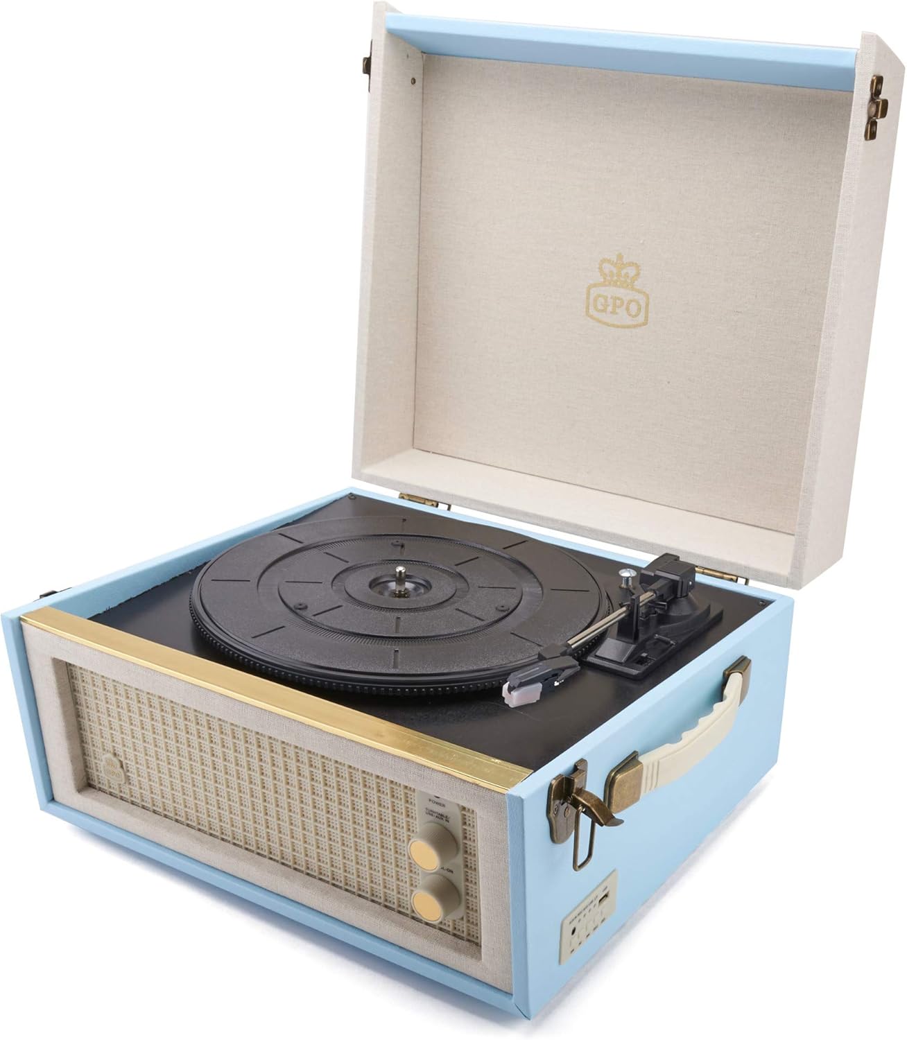 Gpo Bermuda Giradischi Retro con Gambe, Azzurro - immagine 3