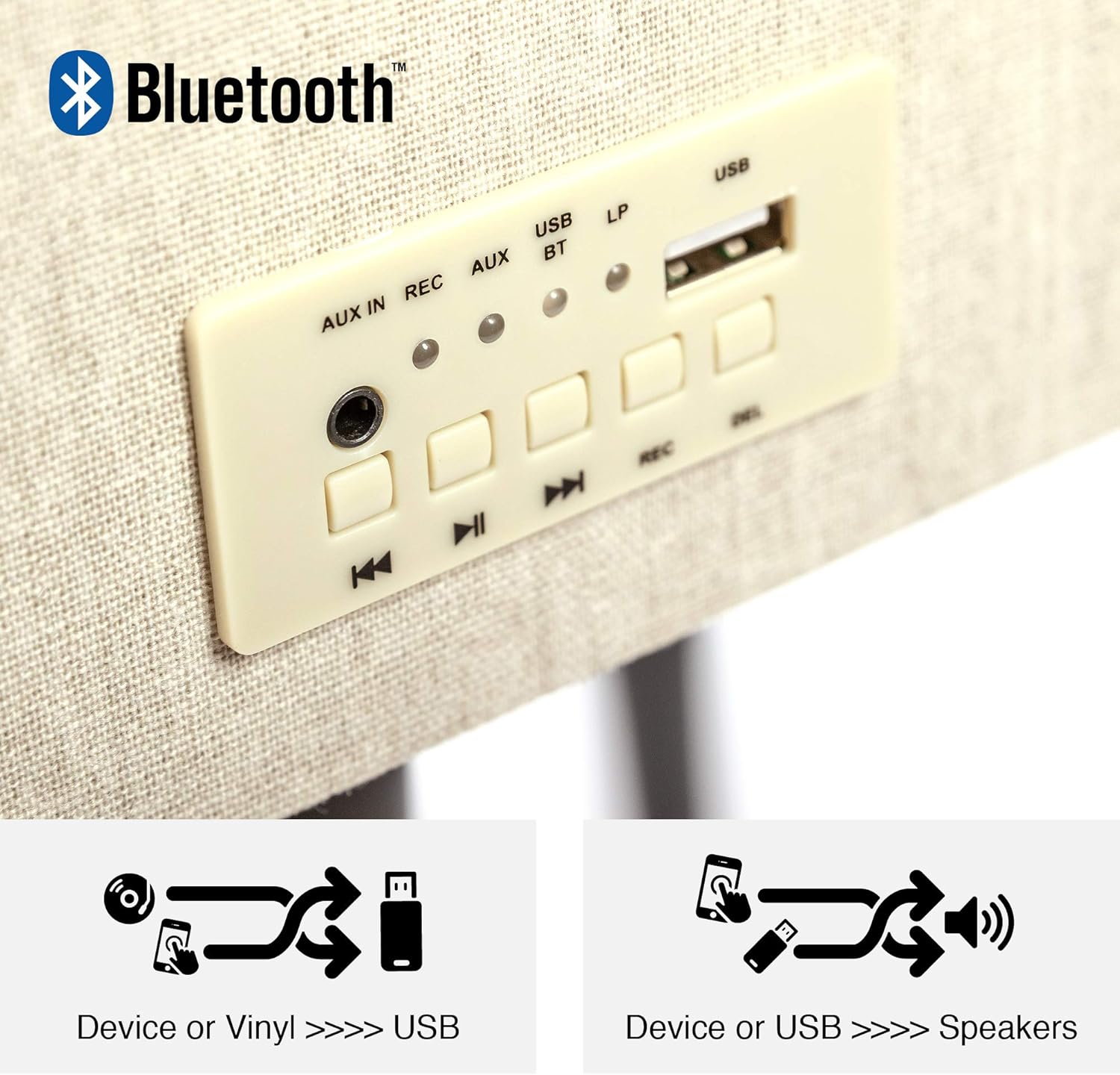 Gpo Bermuda Giradischi Retro con Gambe, Azzurro - immagine 6