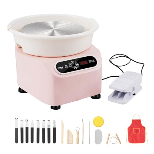 VEVOR Ruota per Ceramica Elettrica 450W, 280mm, Rosa