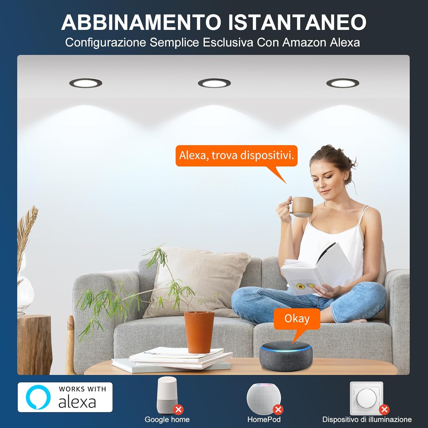 Dusktec Faretti LED Incasso Smart Bluetooth Neri (6 Pezzi) - immagine 2