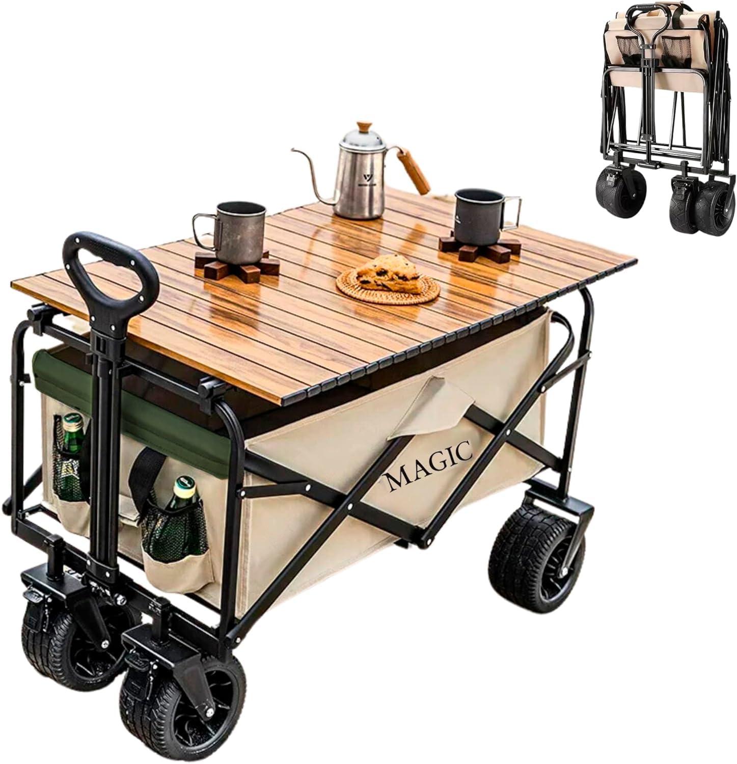 Carrello da Spiaggia Pieghevole Trasformabile in Tavolo