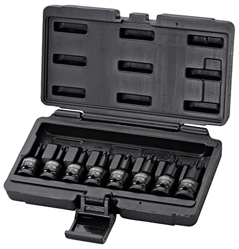 KS Tools 515.1107 1/2" Kit bussole Torx, 8 pz, T30-T80. corta