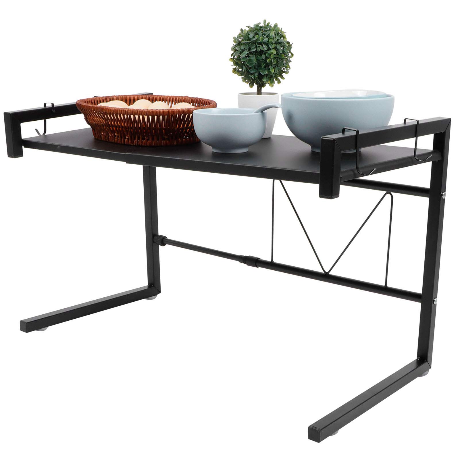 Wakects Mensola Microonde Allungabile con 4 Ganci, Nero