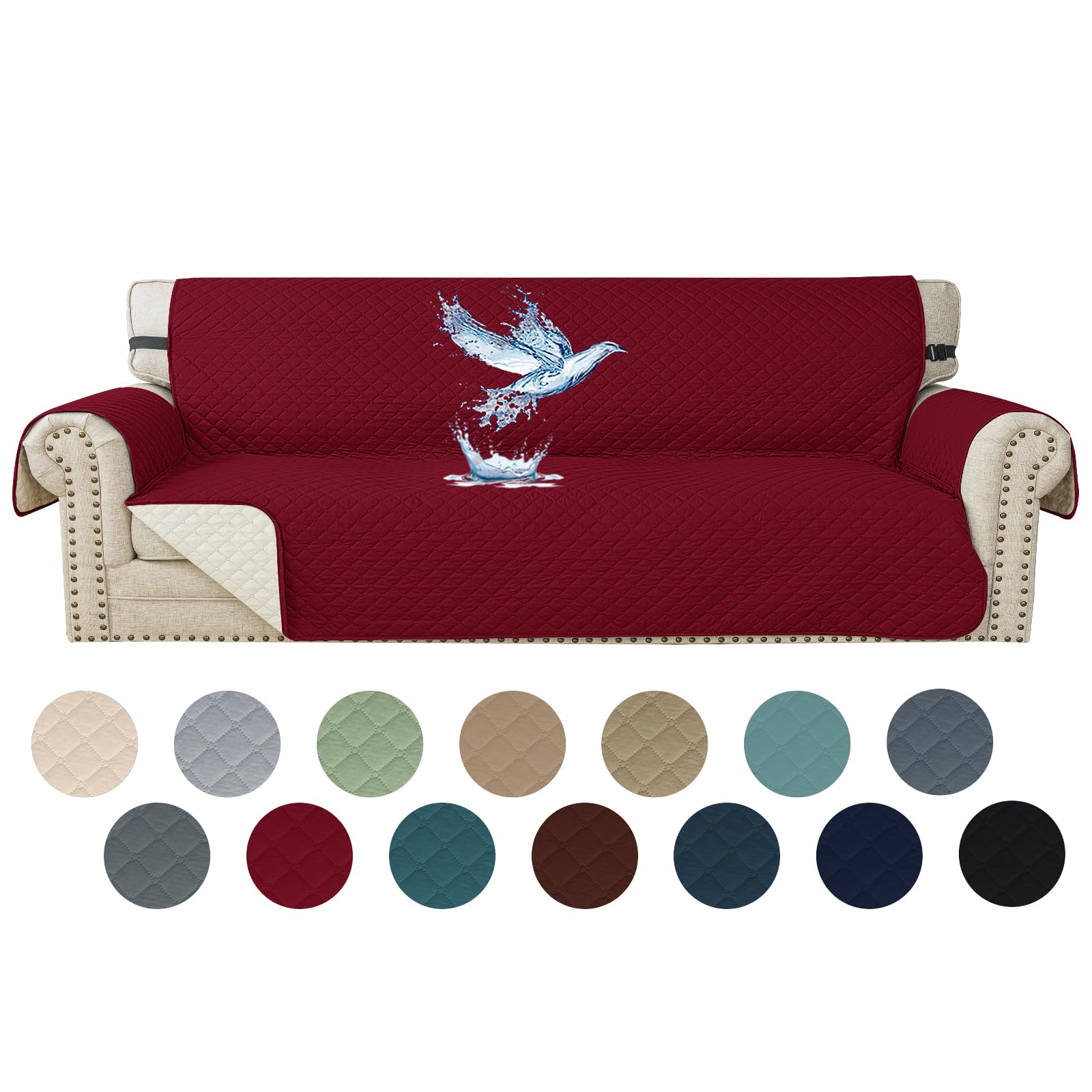 Copridivano 4 Posti Impermeabile Trapuntato, Vino Rosso