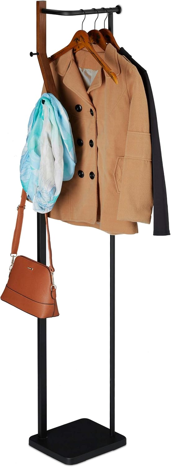 Relaxdays Attaccapanni Moderno in Metallo e Legno