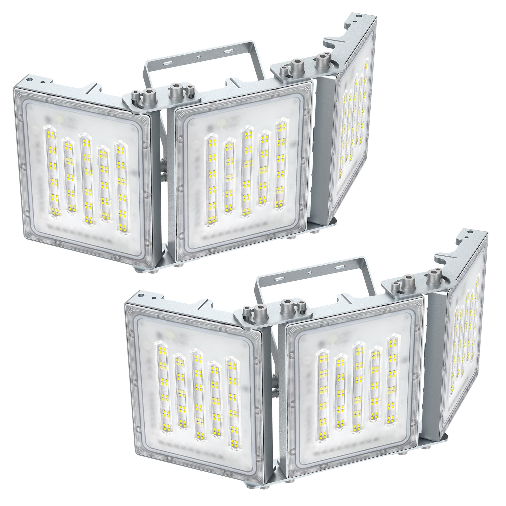 STASUN Set di 2 luci LED da 300 W, 30000 lm, per esterni, 6000 K, IP66, impermeabili, illuminazione da stadio, 3 teste, illuminazione di sicurezza esterna regolabile per cortile, galline