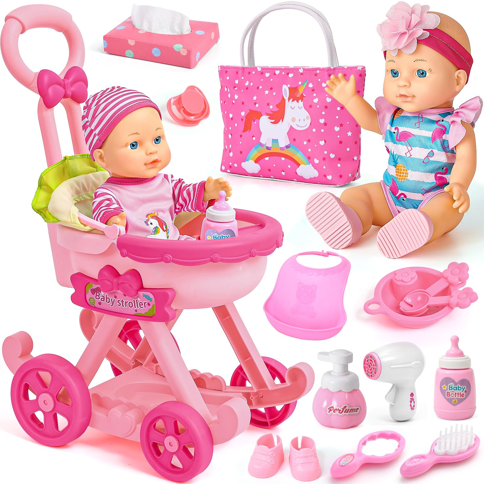 vamei Accessori Bambole per Bambina con Passeggino