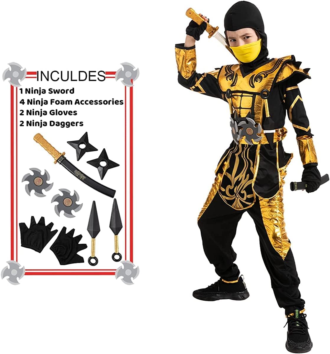 Spooktacular Creations Costume da Ninja d'Oro per Bambini - immagine 1