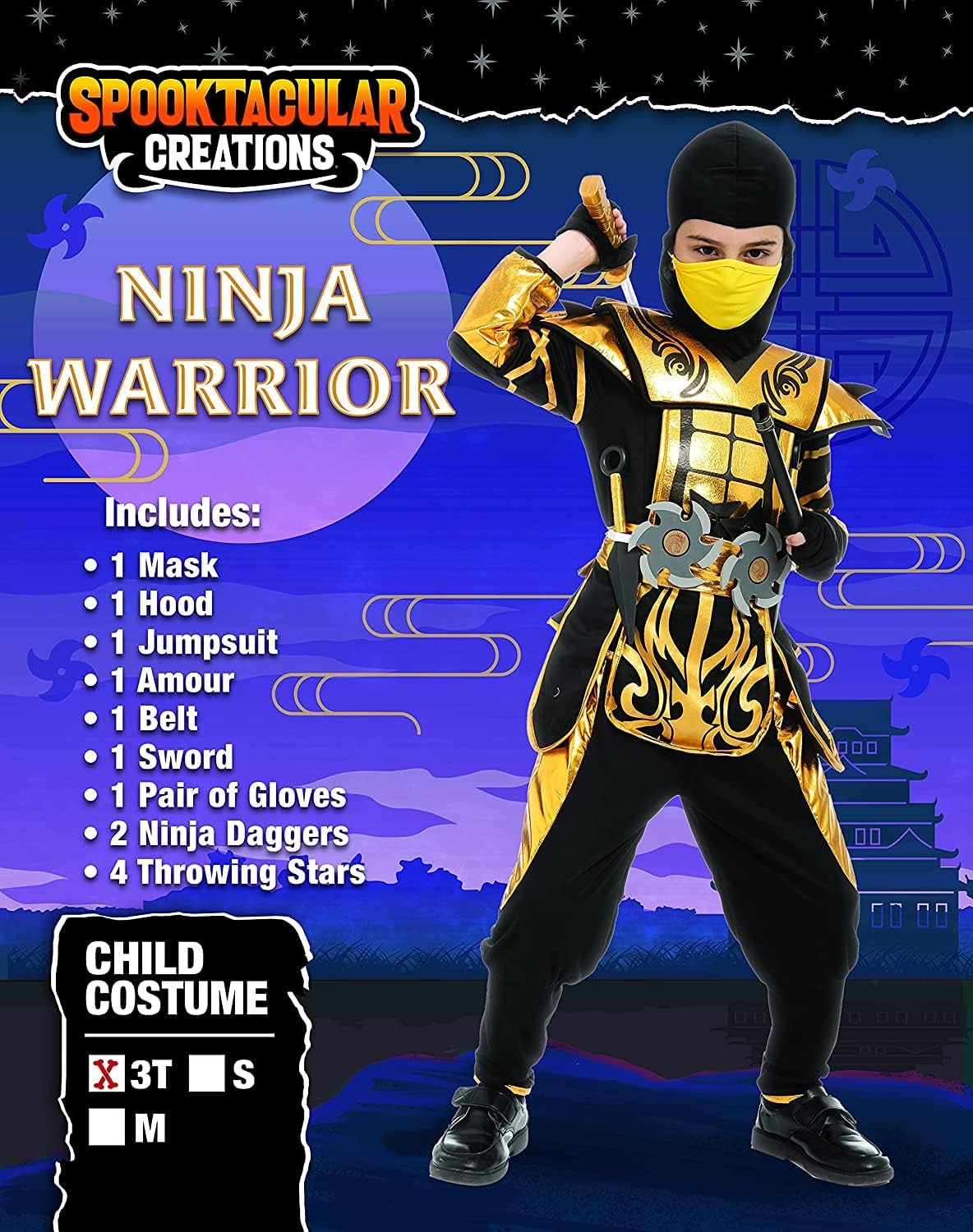 Spooktacular Creations Costume da Ninja d'Oro per Bambini - immagine 2