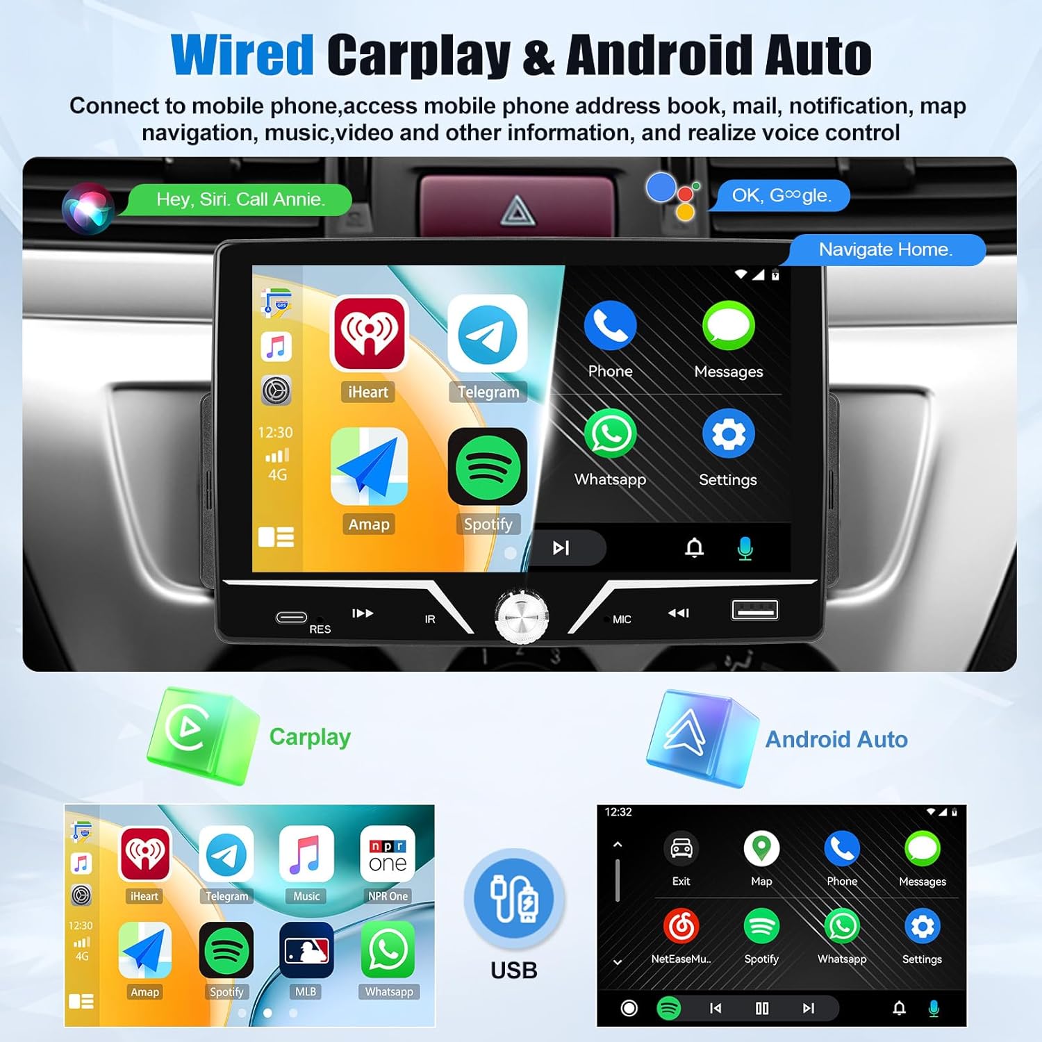 Sixwin Autoradio 1 Din con CarPlay & Android Auto - immagine 2