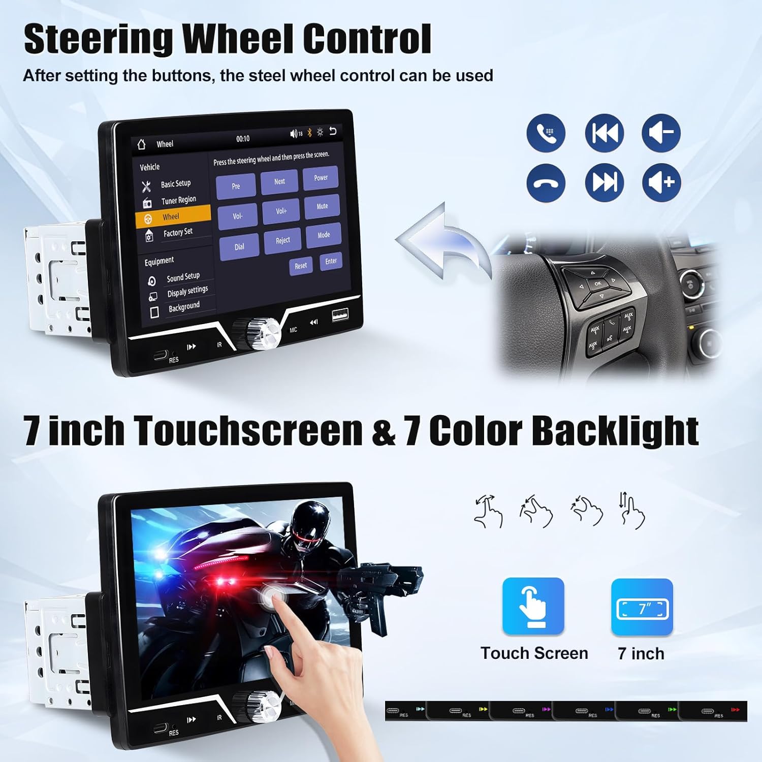 Sixwin Autoradio 1 Din con CarPlay & Android Auto - immagine 5