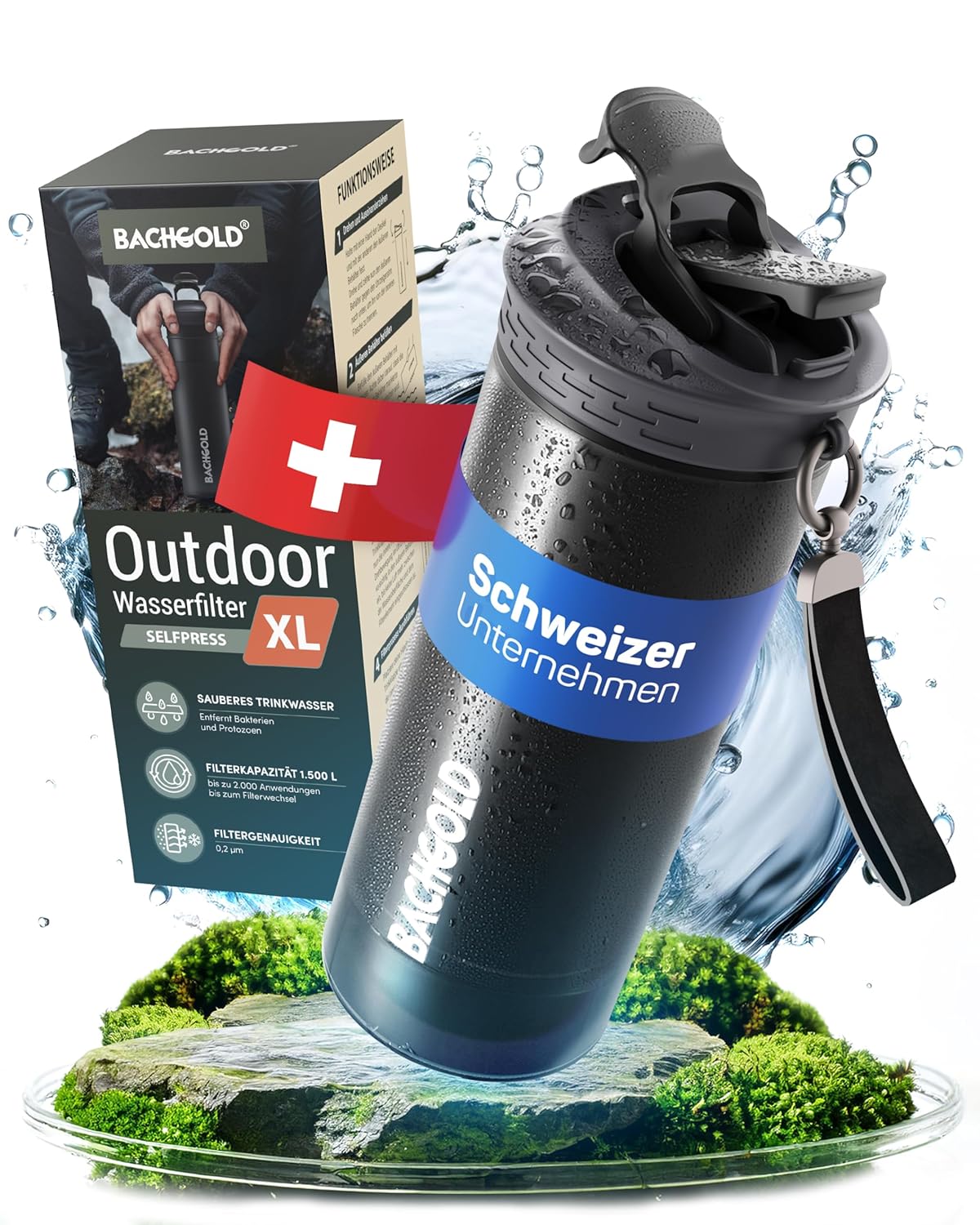 Bachgold® Borraccia Filtrante Acqua Non Potabile XL 800ml - immagine 1