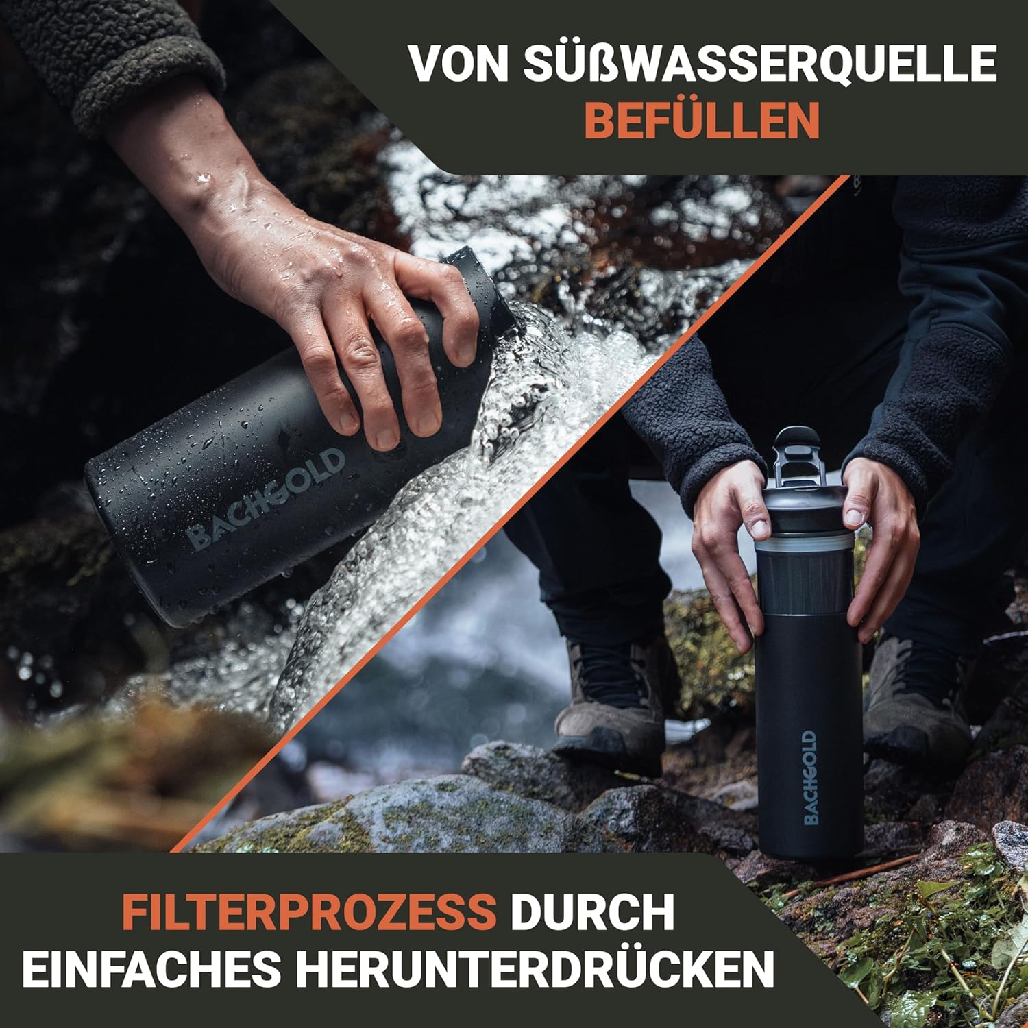 Bachgold® Borraccia Filtrante Acqua Non Potabile XL 800ml - immagine 3