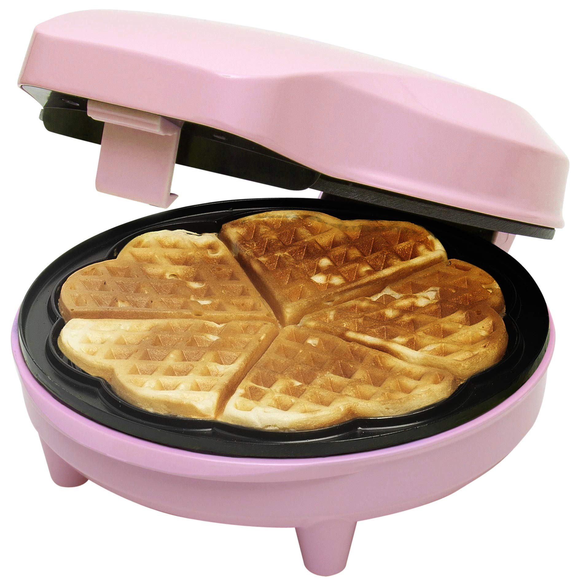 Bestron Waffle Maker a Cuore 700W, Rosa