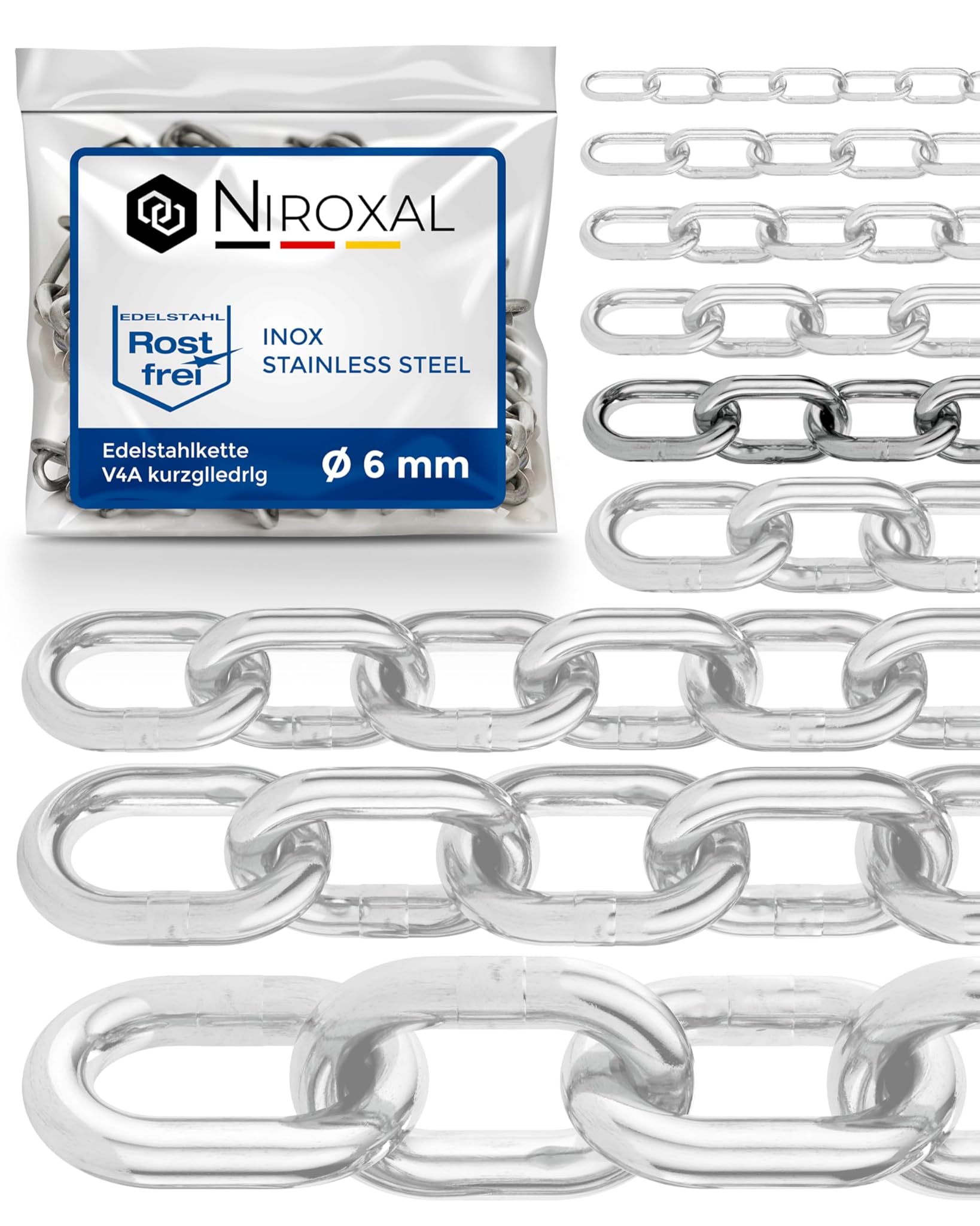 Nietfullthings Catena in Acciaio Inox V4A 3m x 6mm