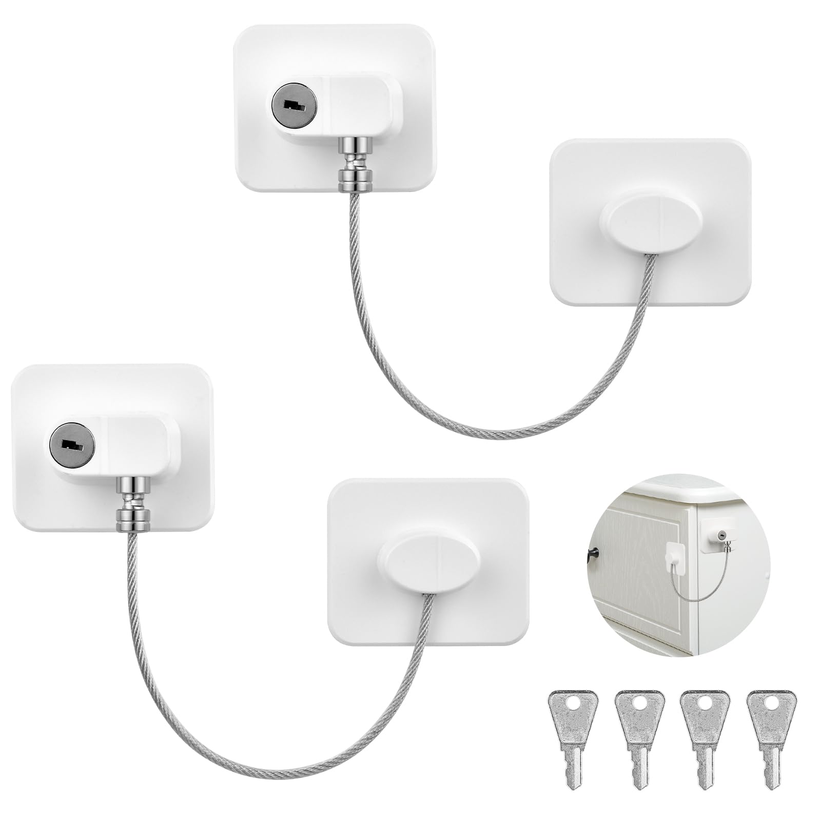 Aiqinu 2PCS Lucchetto Frigorifero Bambini con 4 Chiavi