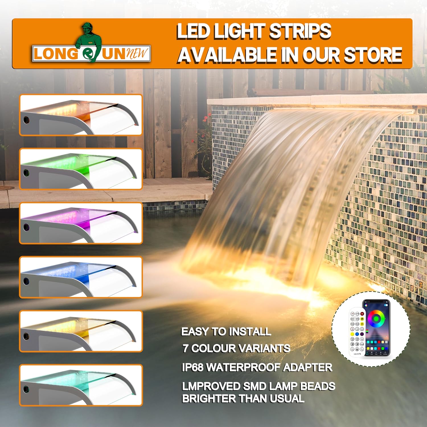 Longrunnew Kit Cascata Laghetto Acrilico 30cm - immagine 5