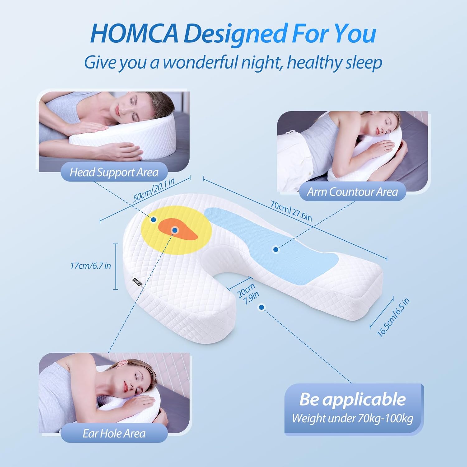 Homca Cuscino per Dormire Laterale in Memory Foam - immagine 2
