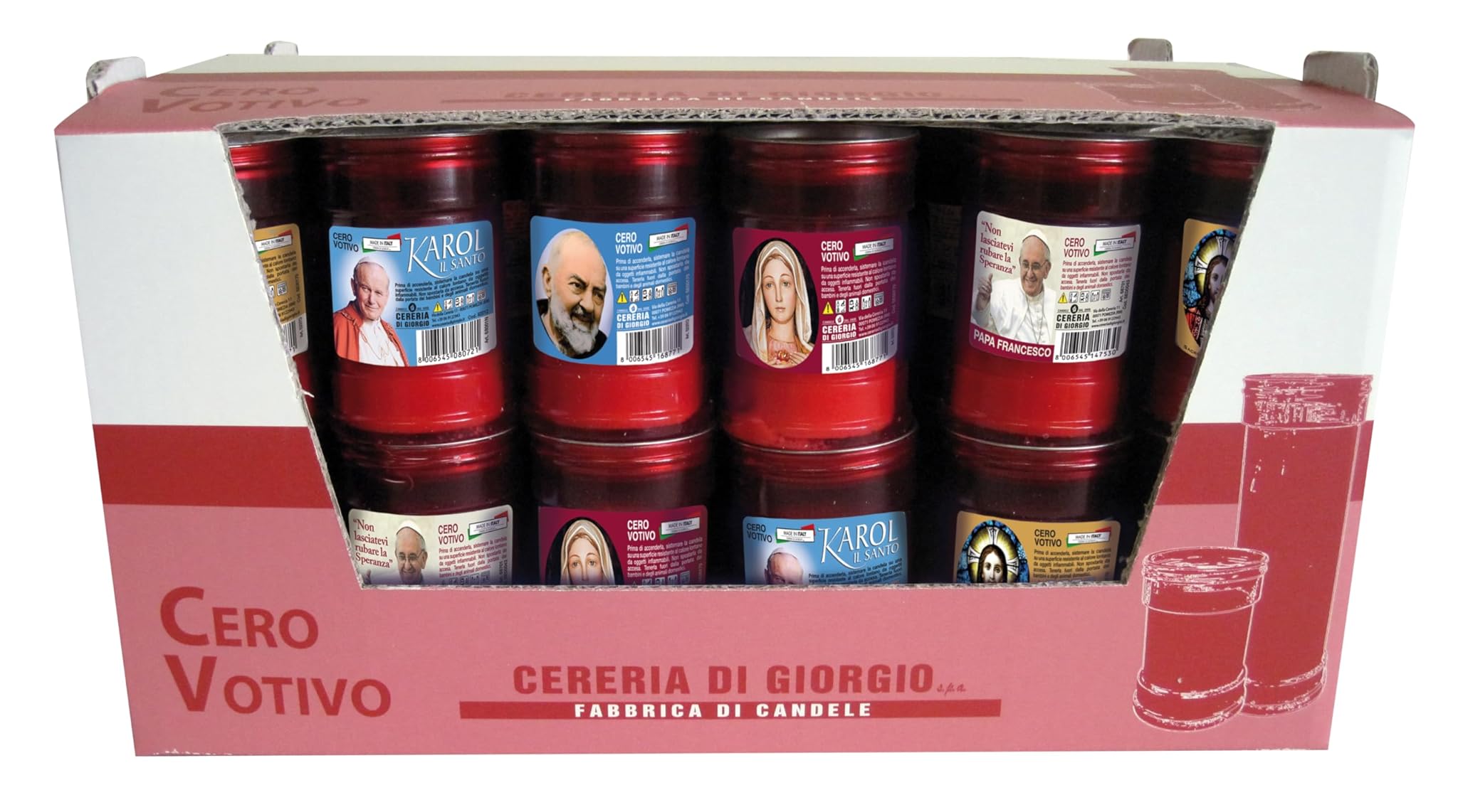 Cereria Di Giorgio - 60 Ceri Votivi P30 Rossi 32h