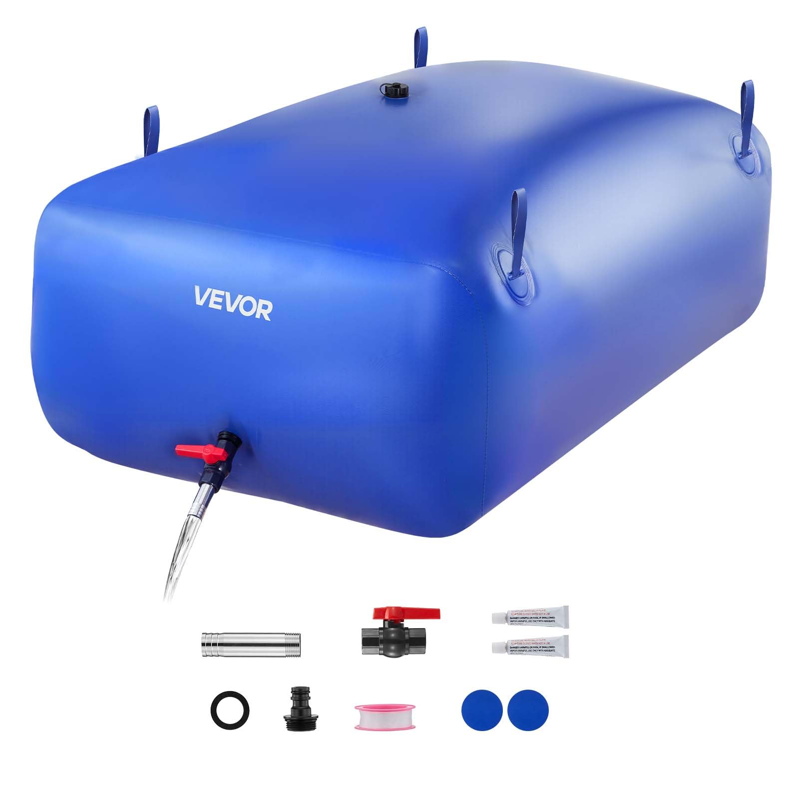 VEVOR Sacca di Stoccaggio dell'Acqua 540 L Portatile e Pieghevole, Sacca per Acqua Dolce in PVC 1000 D Resistente all'Usura, Contenitori per Serbatoi da Campeggio per Irrigazione da Giardino, Camper