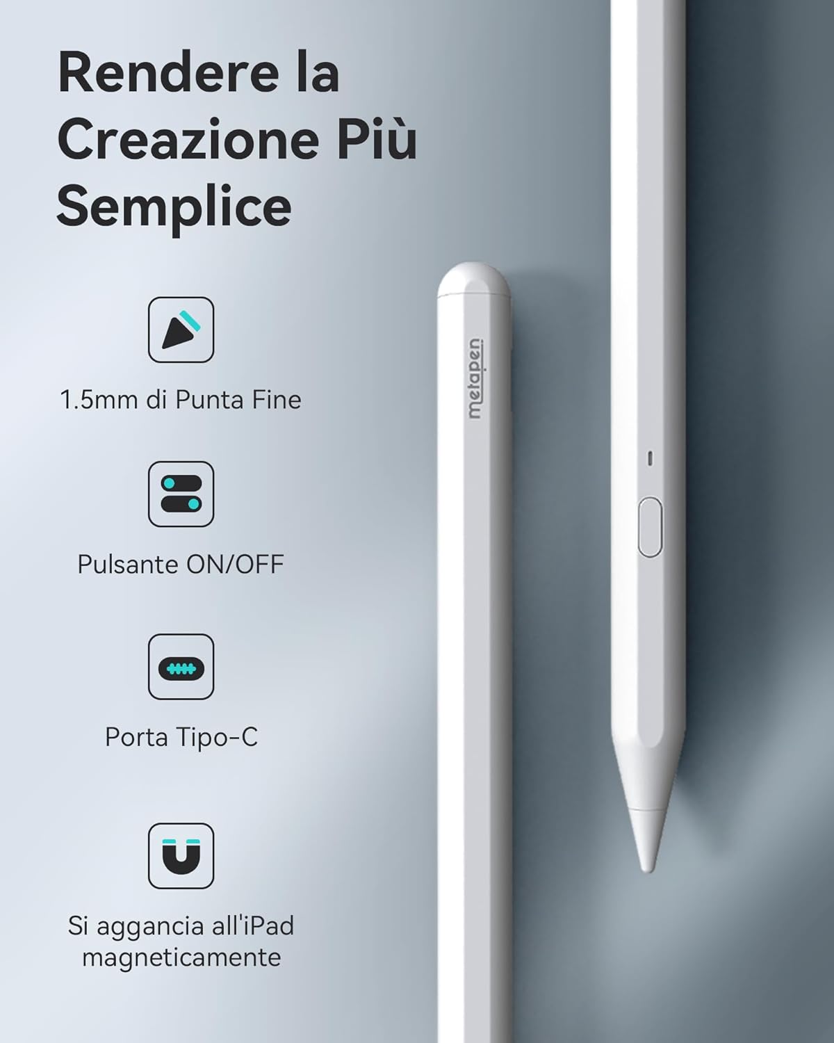 Metapen Penna A11 per Apple iPad 2018-2025 - immagine 7