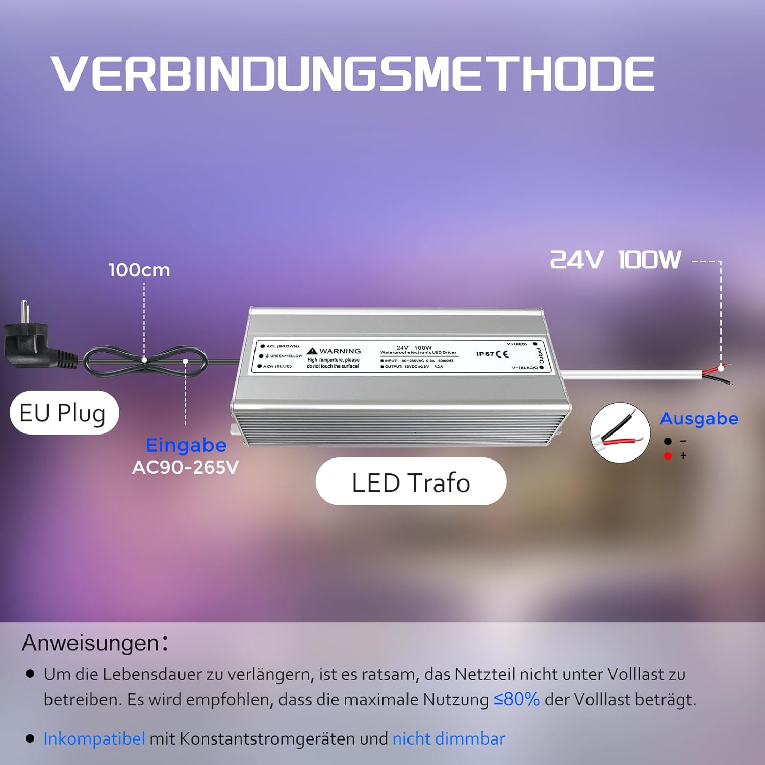 Trasformatore LED 24V 100W IP67 per Esterni - immagine 4