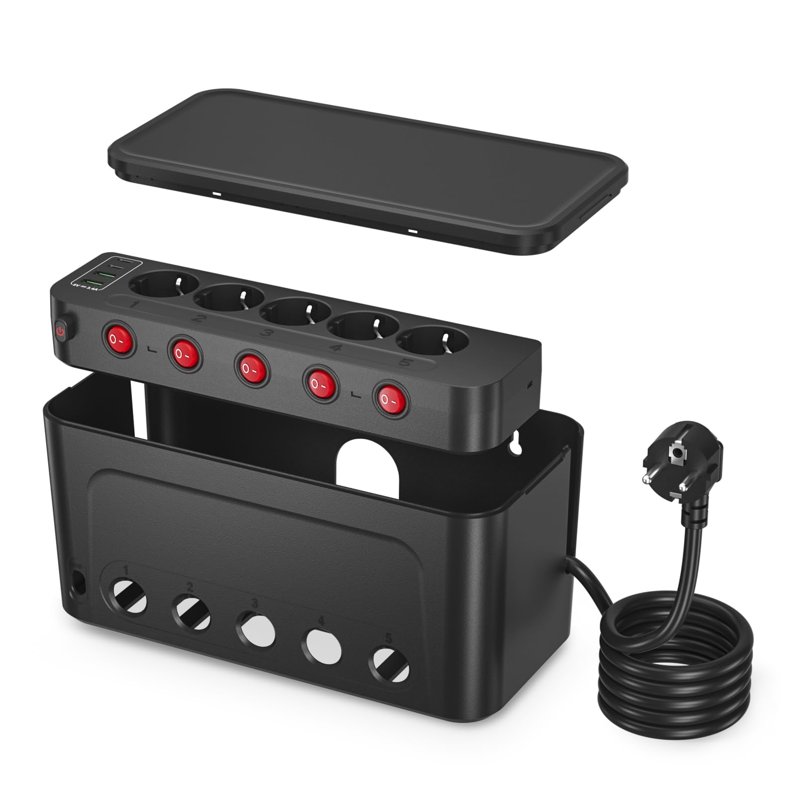 Scatola Porta Cavi con Ciabatta Multipresa 5 Prese 1,5M