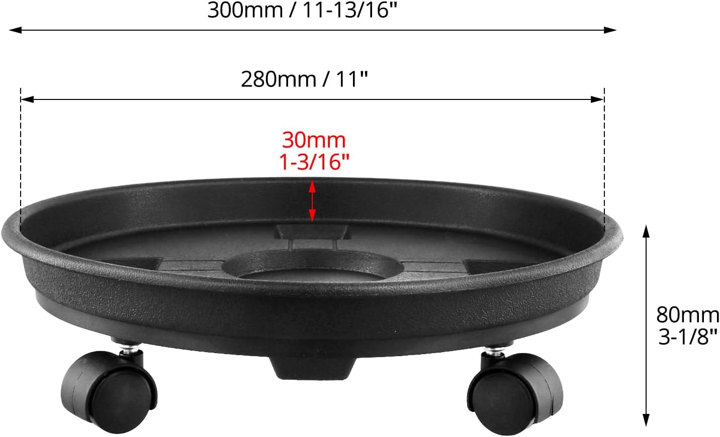 Qwork® - 3 Sottovasi con Ruote 30cm - immagine 6