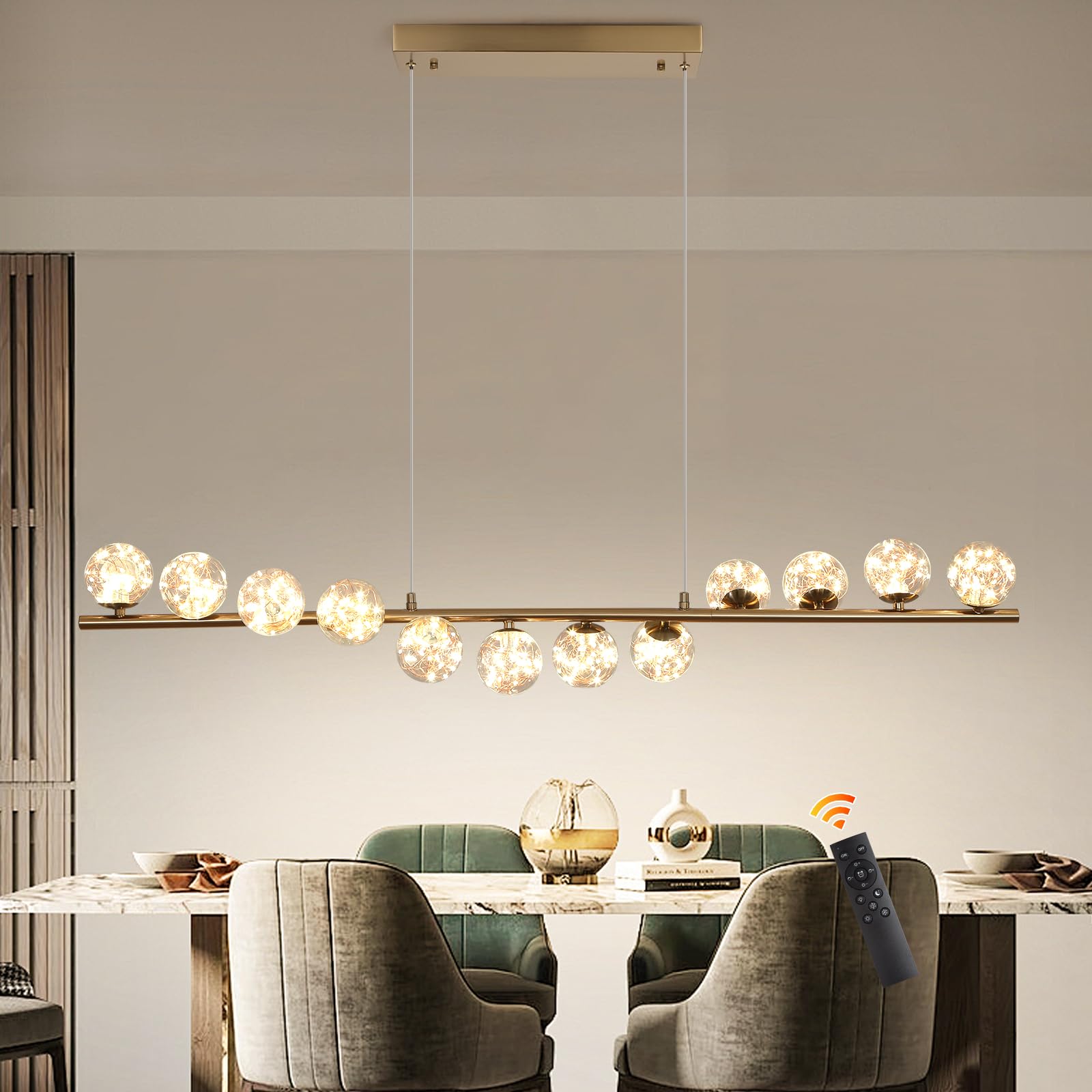 Geadi Lampadario LED Oro 120CM con 12 Globi Vetro