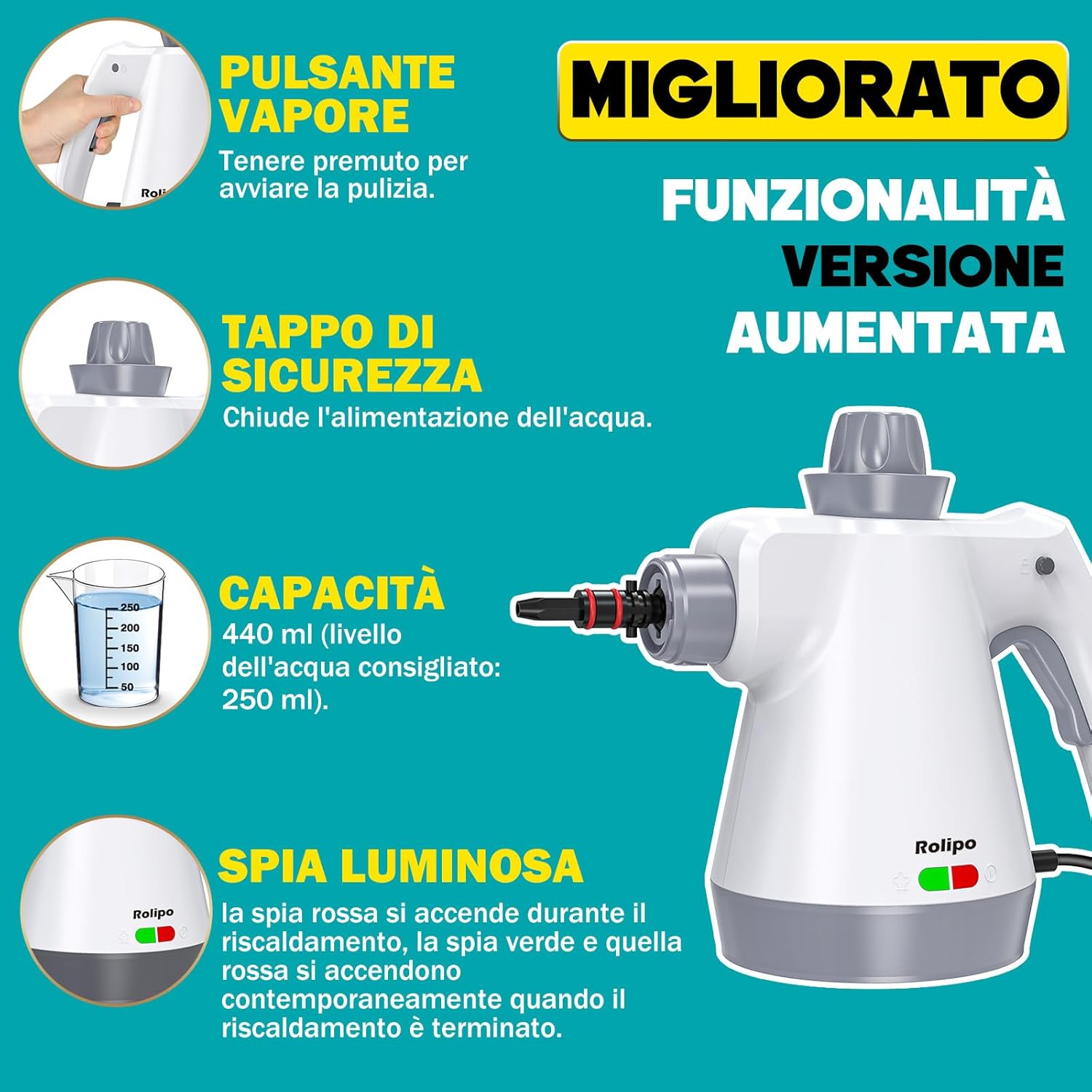 Pulitore a Vapore Portatile Multifunzione - immagine 3