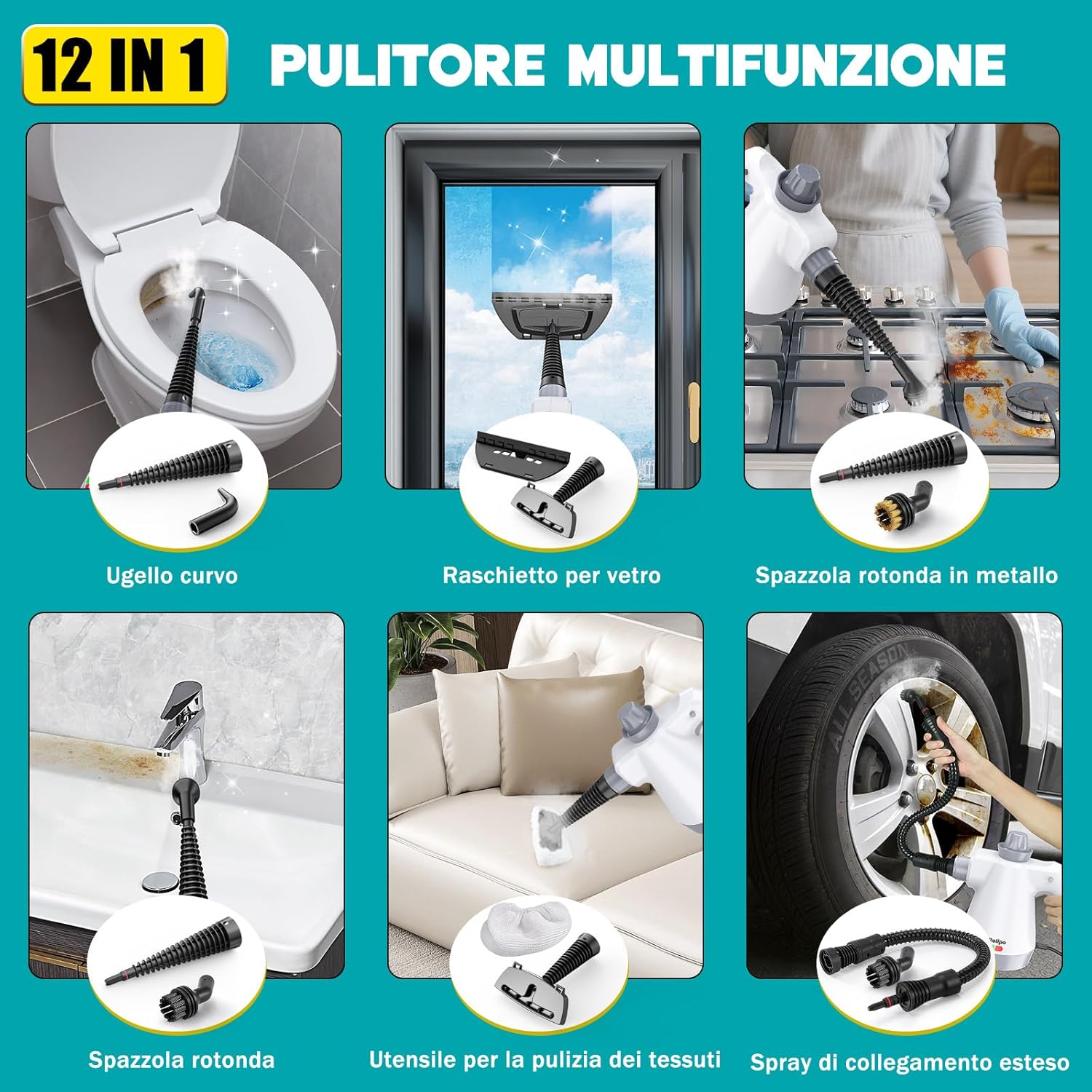 Pulitore a Vapore Portatile Multifunzione - immagine 5