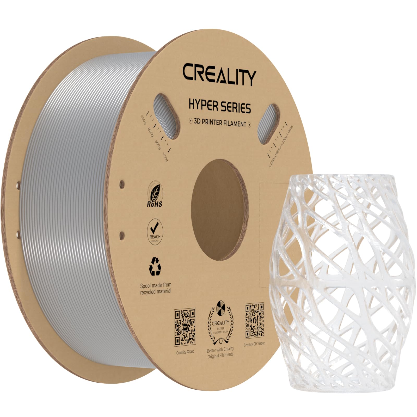 Creality Hyper PETG PLA Filamento 1.75mm Trasparente 1kg