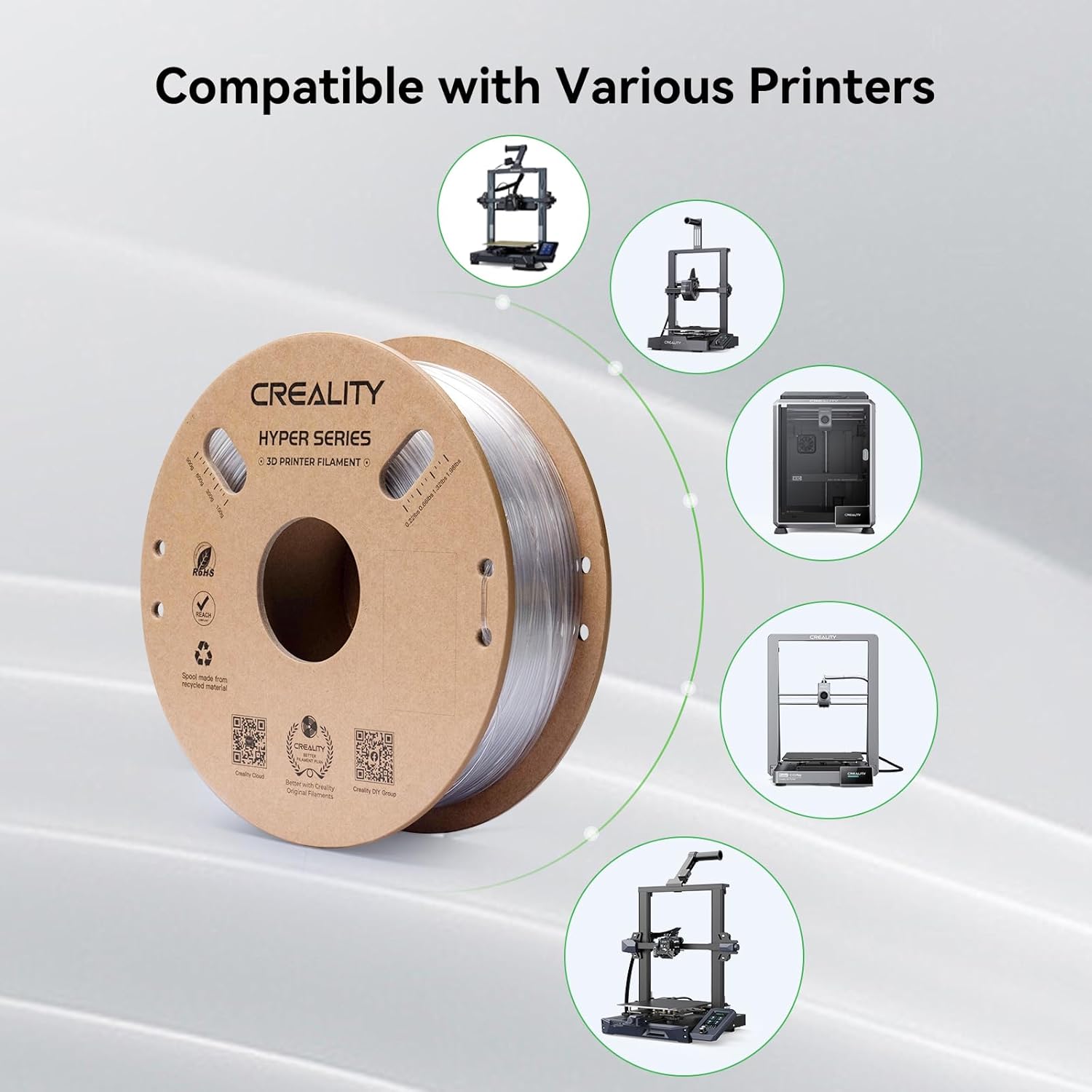 Creality Hyper PETG PLA Filamento 1.75mm Trasparente 1kg - immagine 6