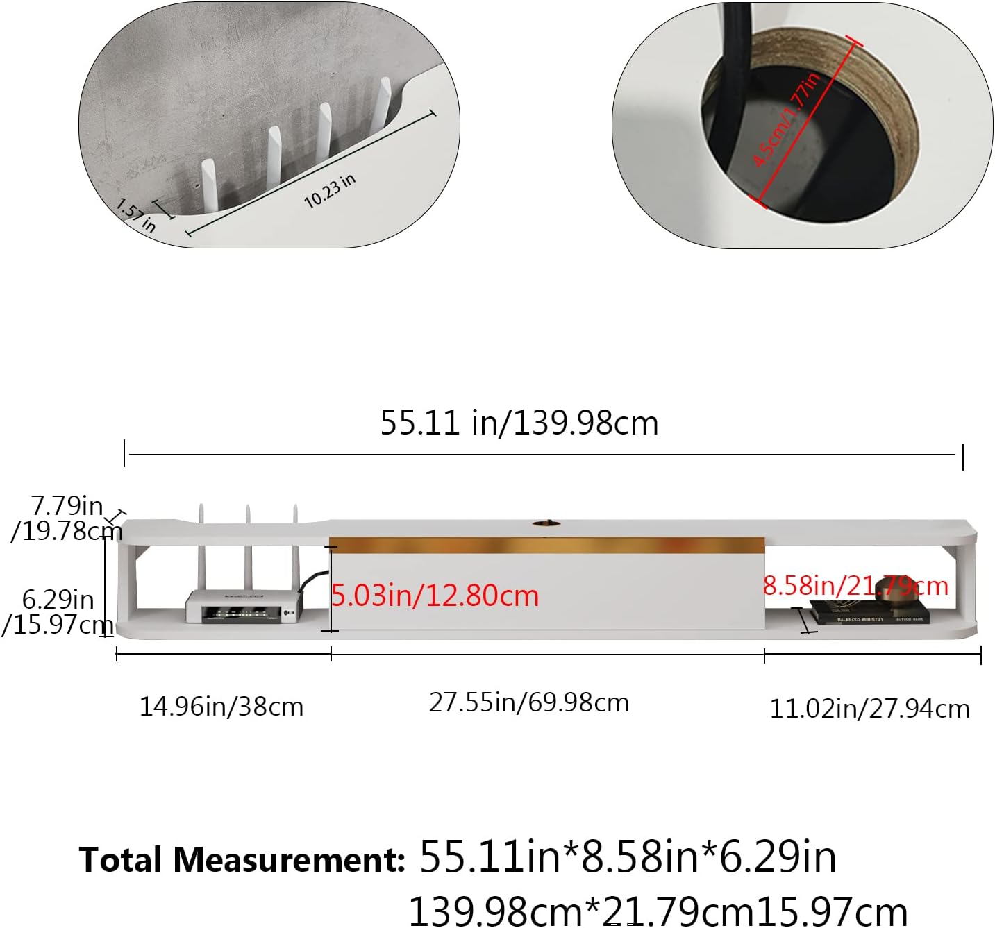 Pmnianhua Mobile Basso per TV da Appendere 140cm - immagine 4