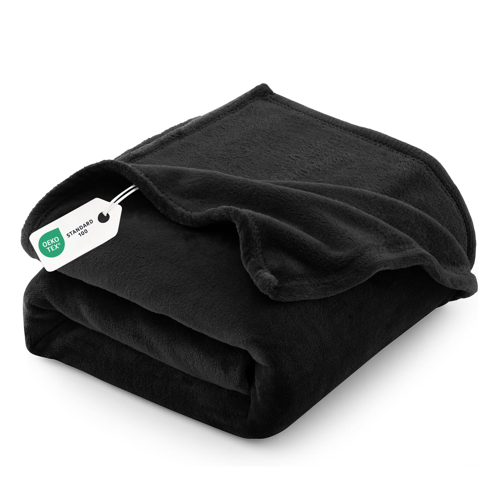 CozyLux Plaid Coperta Pile di Flanella 260gsm, Coperta Matrimoniale Maxi 230 x 270 cm, Coperta Divano Super Grande Calda e Morbida - Nera, 270x230