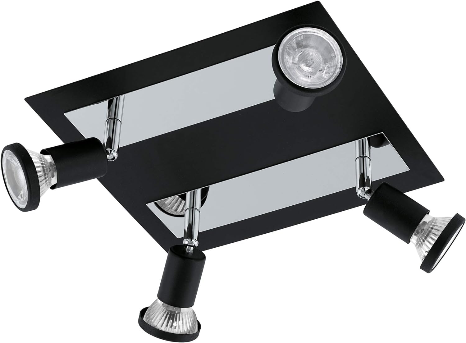 Eglo SARRIA Faretto da Soffitto in Acciaio, 4 Luci, 20 W, Nero Cromato